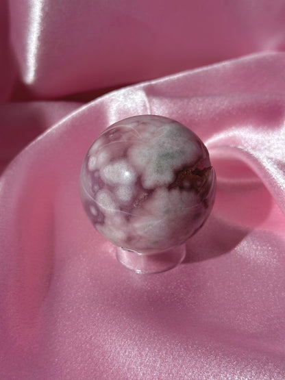 Brazilian pink amethyst x flower agate sphere