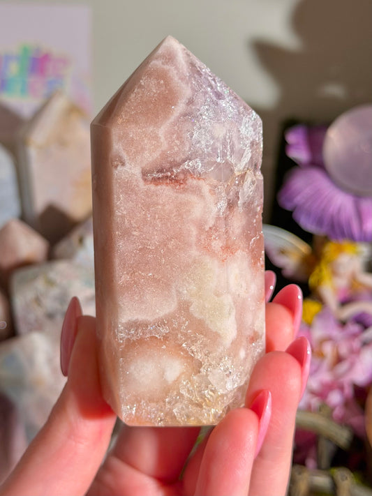 Peachy pink amethyst tower from Brazil