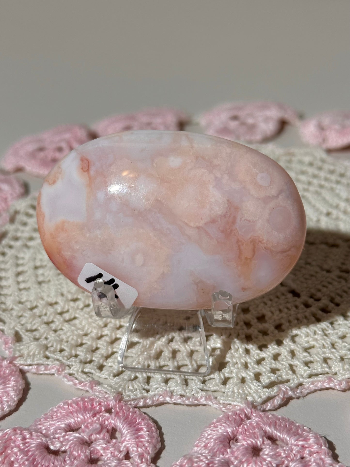 Carnelian x flower agate palmstone