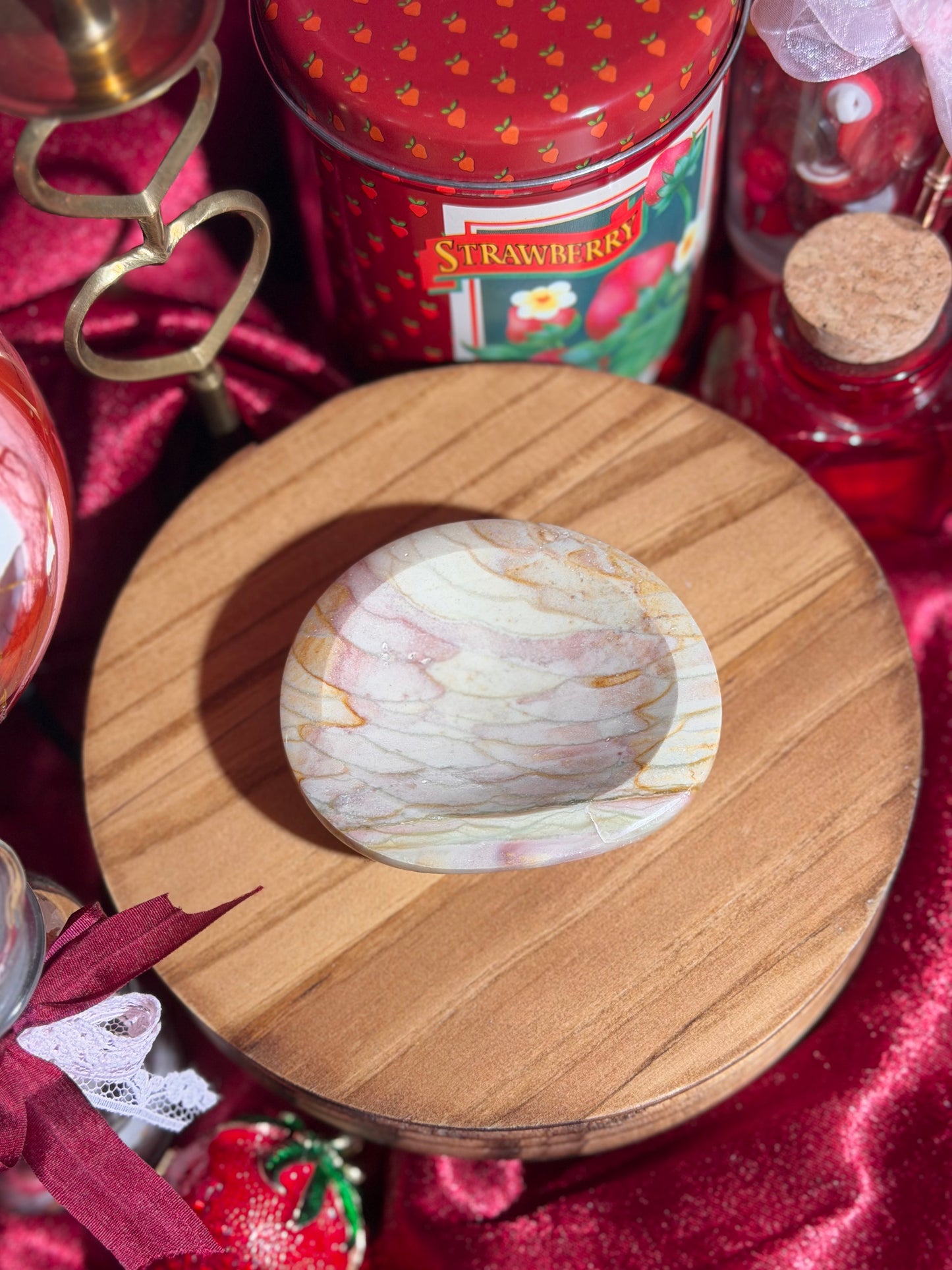 Strawberry banana pink polychrome jasper bowl 18X