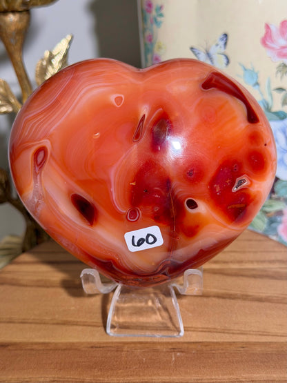 Large strawberry pink carnelian heart