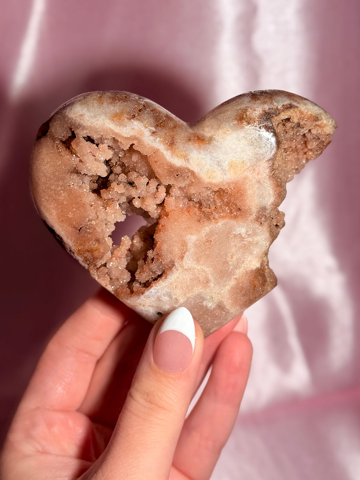 Brazilian Pink Amethyst Heart On Stand