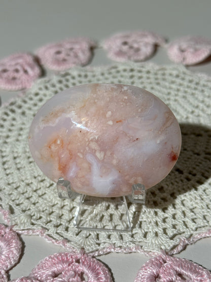 Carnelian x flower agate palmstone (B)