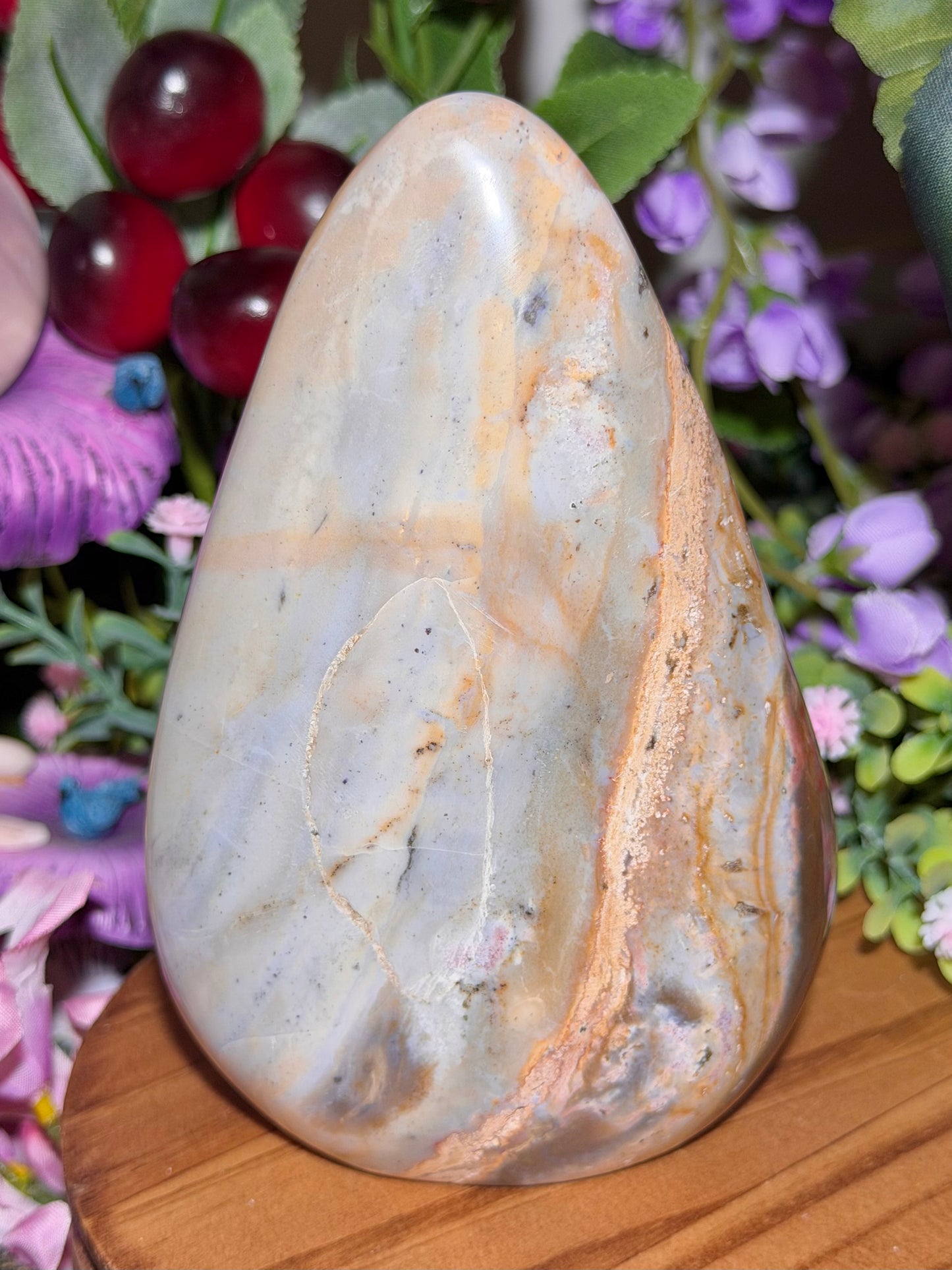 Pastel sea jasper freeform with pops of pink
