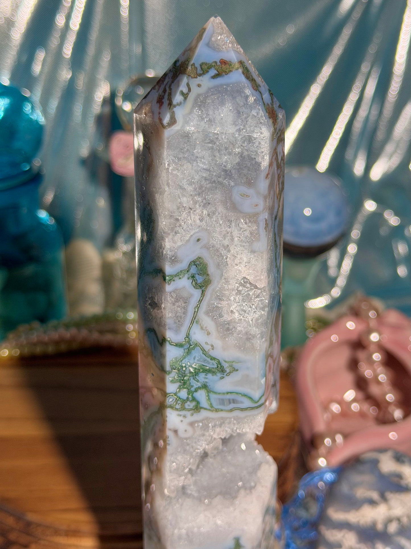Moss agate tower