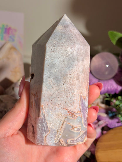Unique purple and blue pink amethyst tower from Brazil