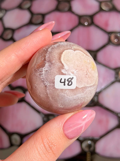 Pink amethyst x flower agate sphere