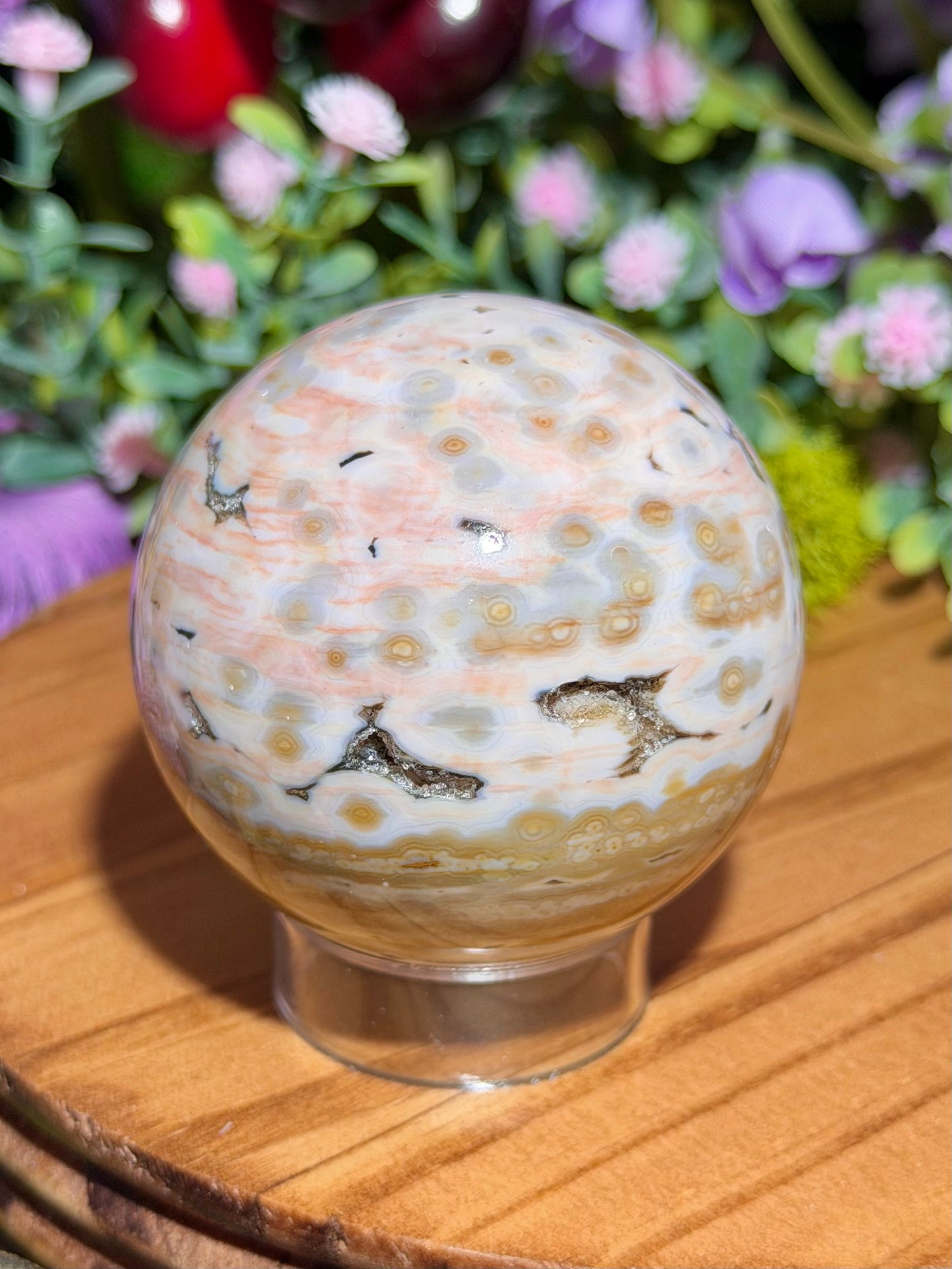 Pink 8th Vein Ocean Jasper sphere