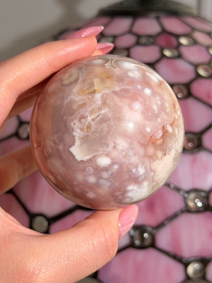 Bubbly Pink amethyst x flower agate sphere