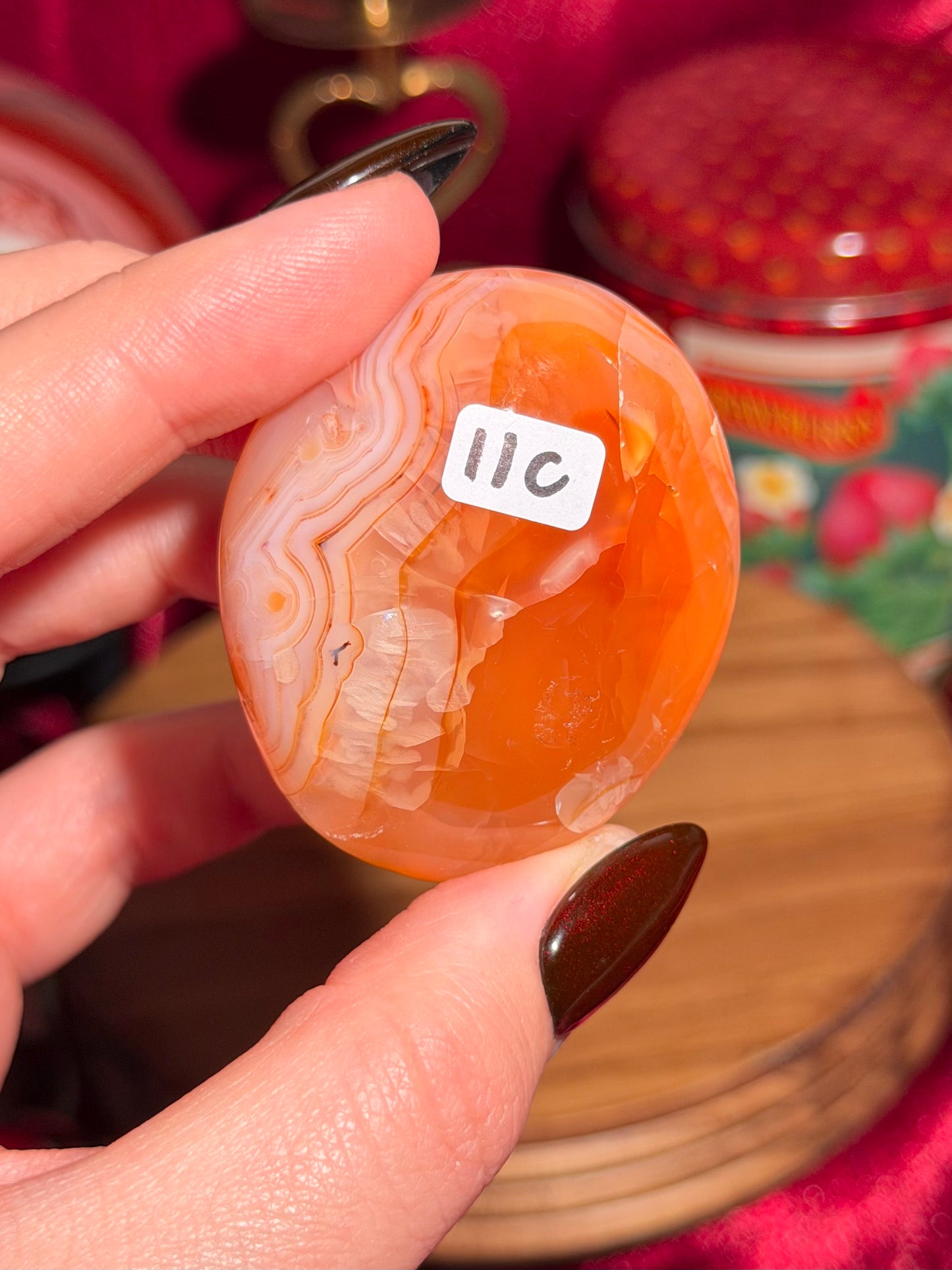 Pink carnelian palmstone 11C