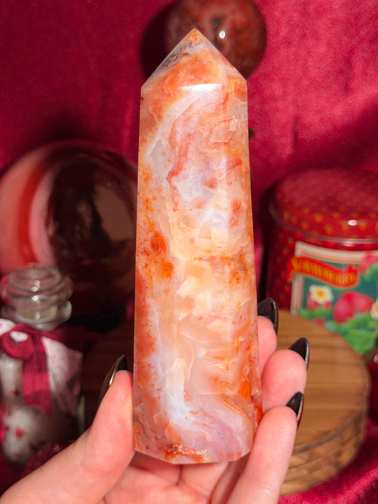 Mossy & quartzy orange creamsicle carnelian tower