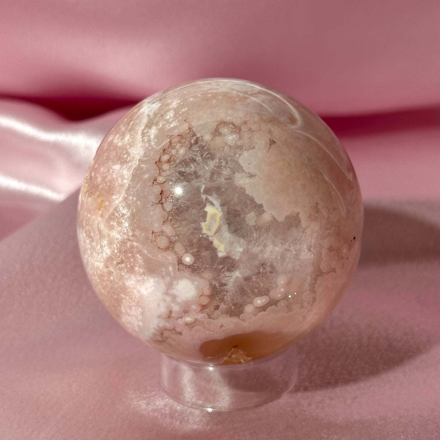 Pink amethyst flower agate sphere *imperfect (H)