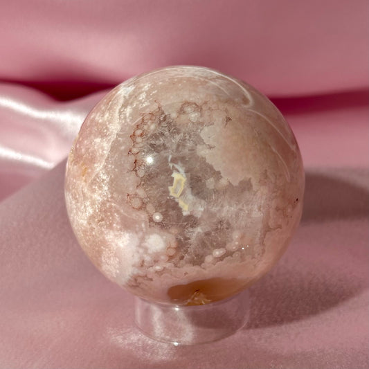 Pink amethyst flower agate sphere *imperfect (H)
