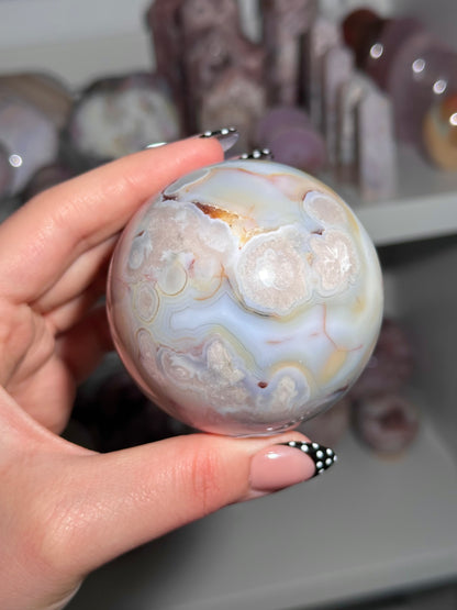 Colorful pastel flower agate sphere
