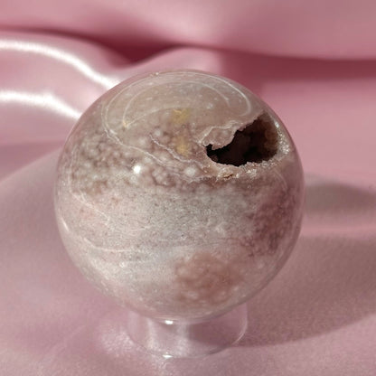 Pink amethyst flower agate sphere *imperfect fill spot (A)