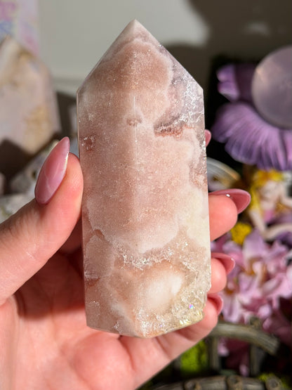 Peachy pink amethyst tower from Brazil