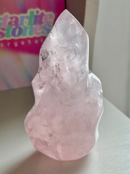 Gemmy star rose quartz flame