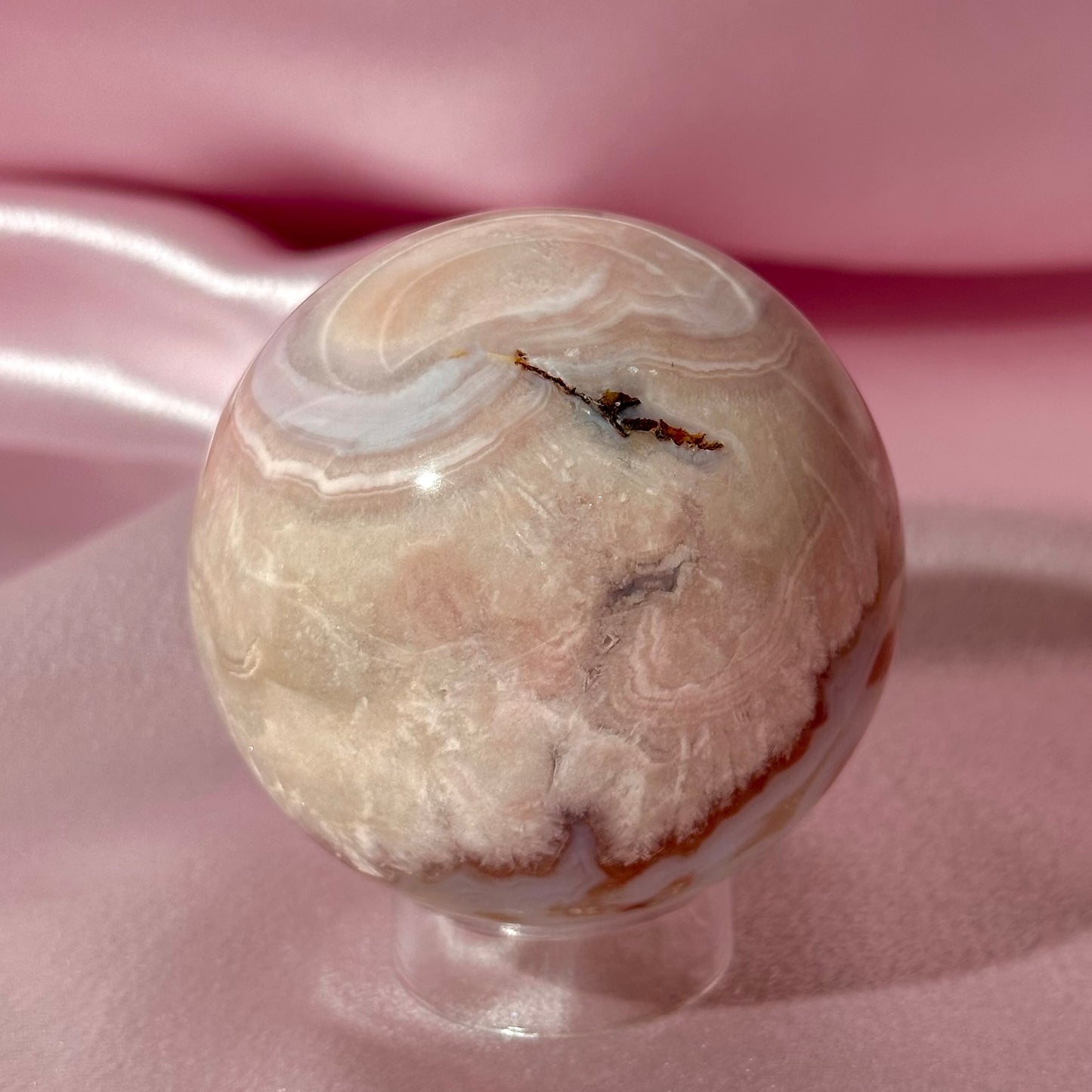 Pink amethyst flower agate sphere (I)