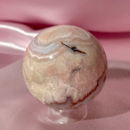 Pink amethyst flower agate sphere (I)