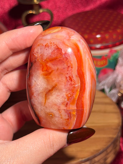 Peachy banded carnelian freeform