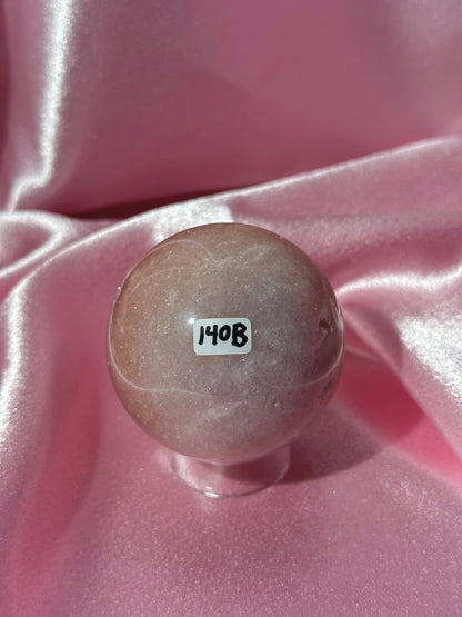 Pink n' sparkly Brazilian pink amethyst x flower agate "eyeball" sphere (140B)