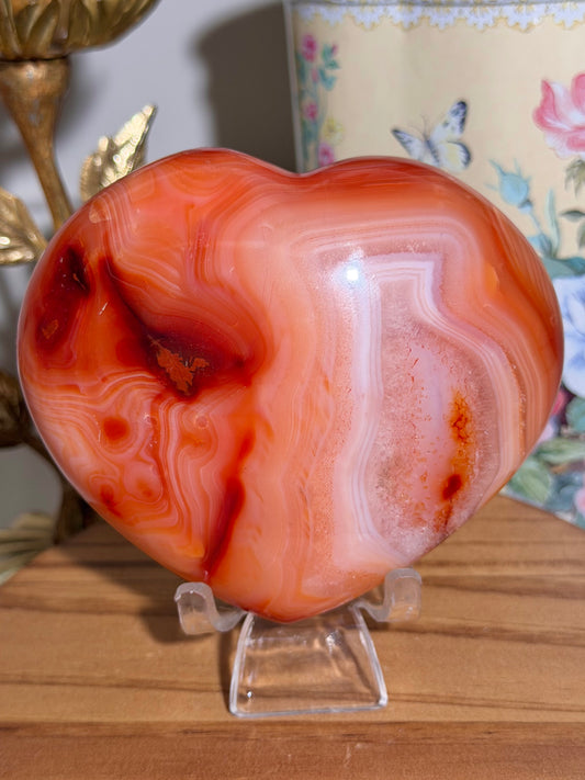 Large strawberry pink carnelian heart