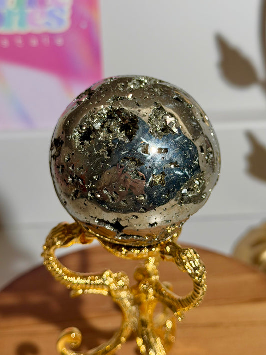 Golden pyrite sphere from Peru