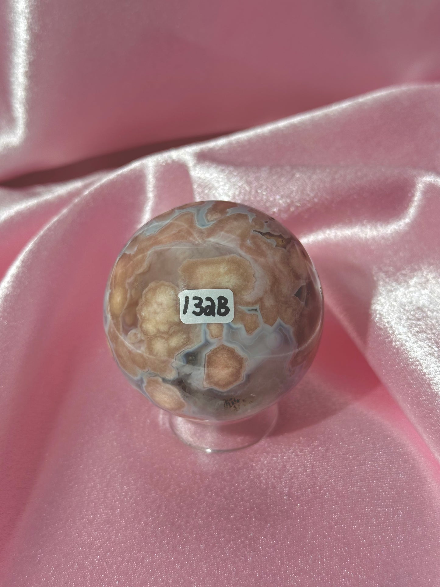 Blue flower agate sphere from Madagascar (132B)