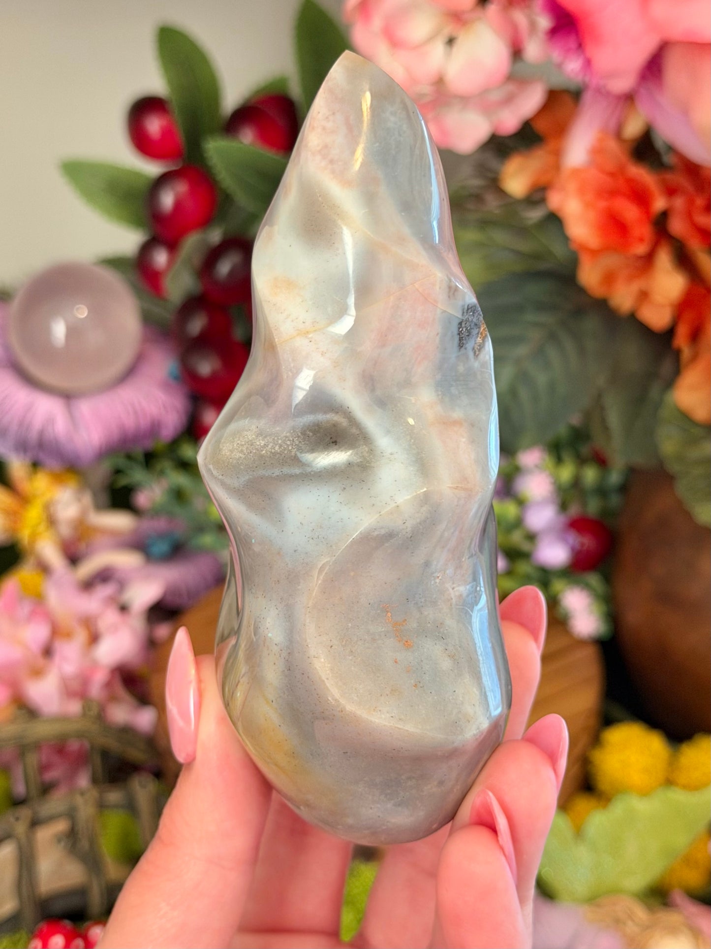Milky pastel sea jasper flame