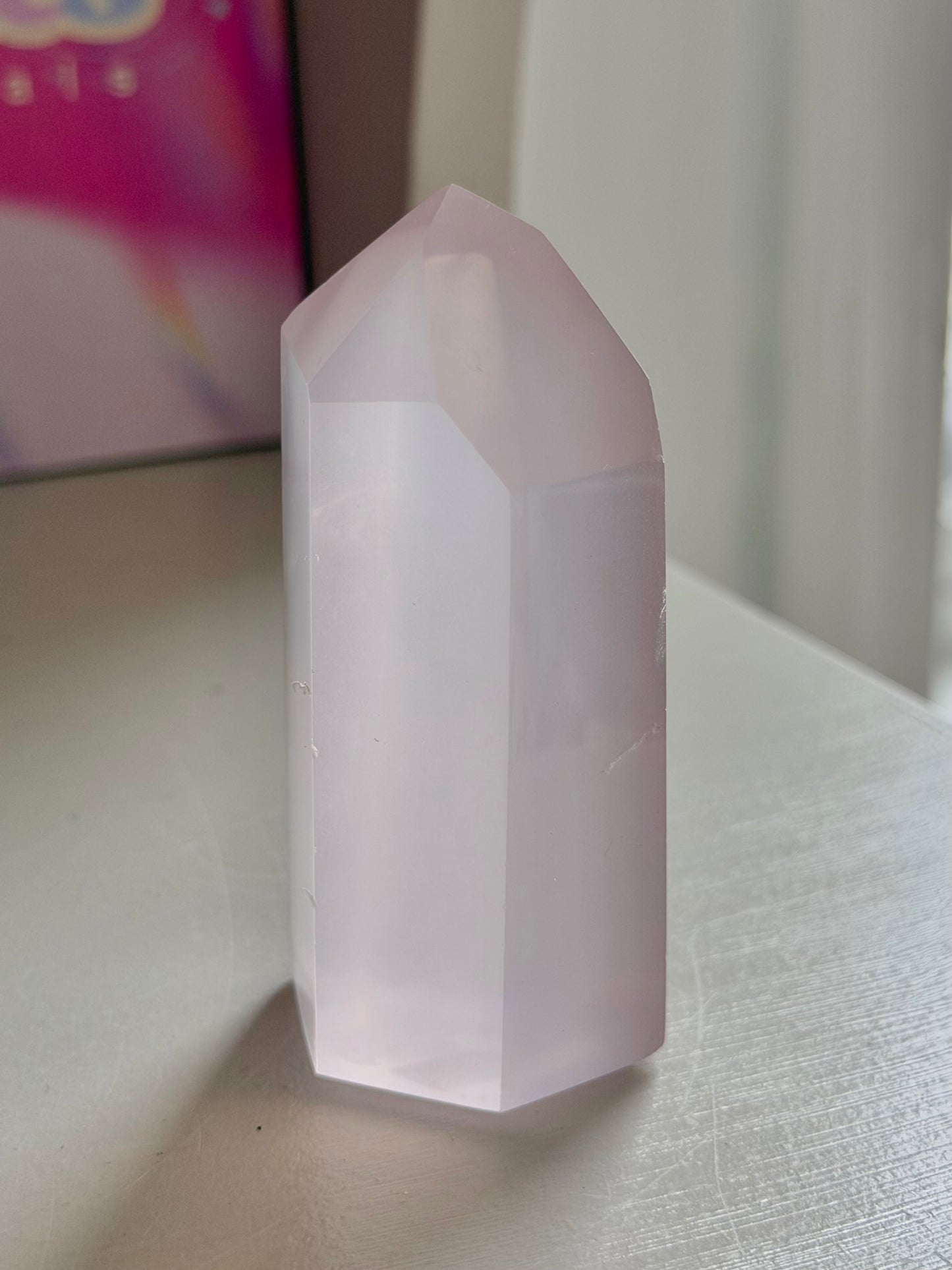 Jelly pink rose quartz tower