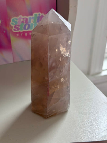 Blue rose quartz tower