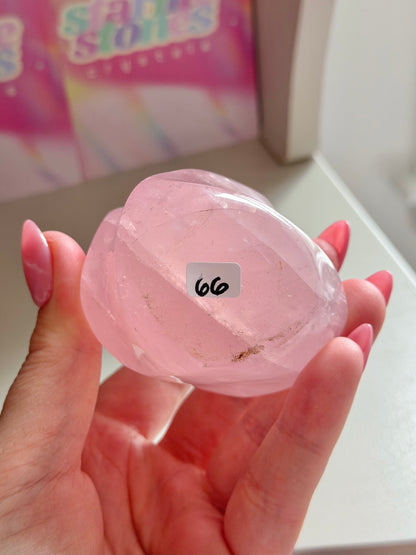 Gemmy star rose quartz flame