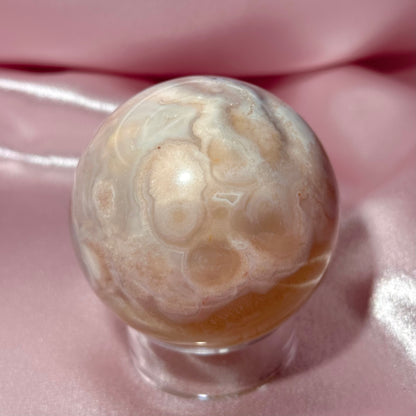 Pink amethyst flower agate sphere (J)