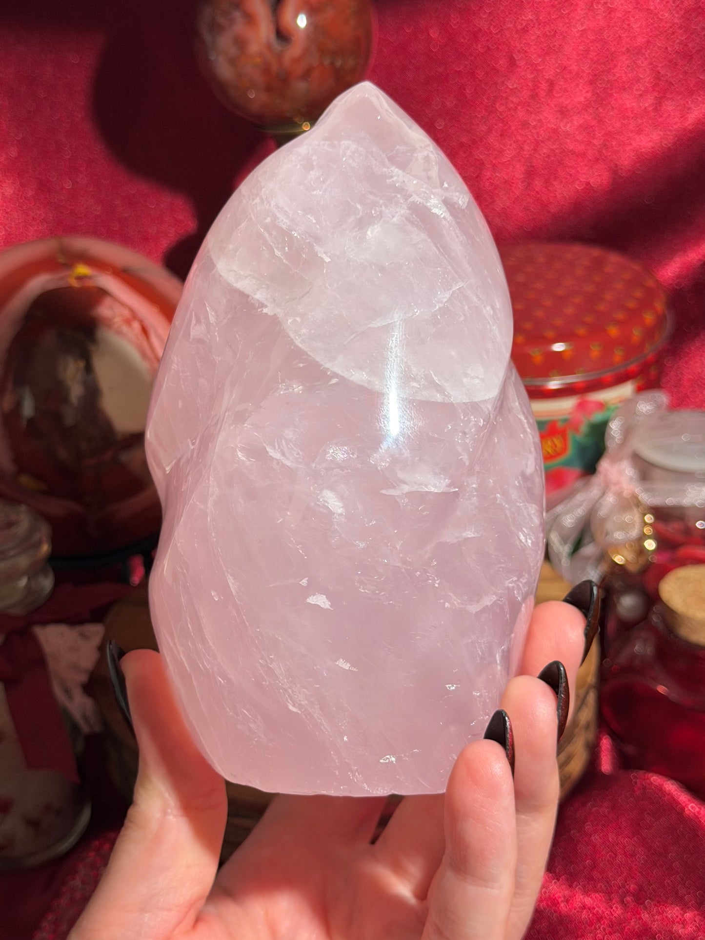 XL Pastel lilac rose quartz flame