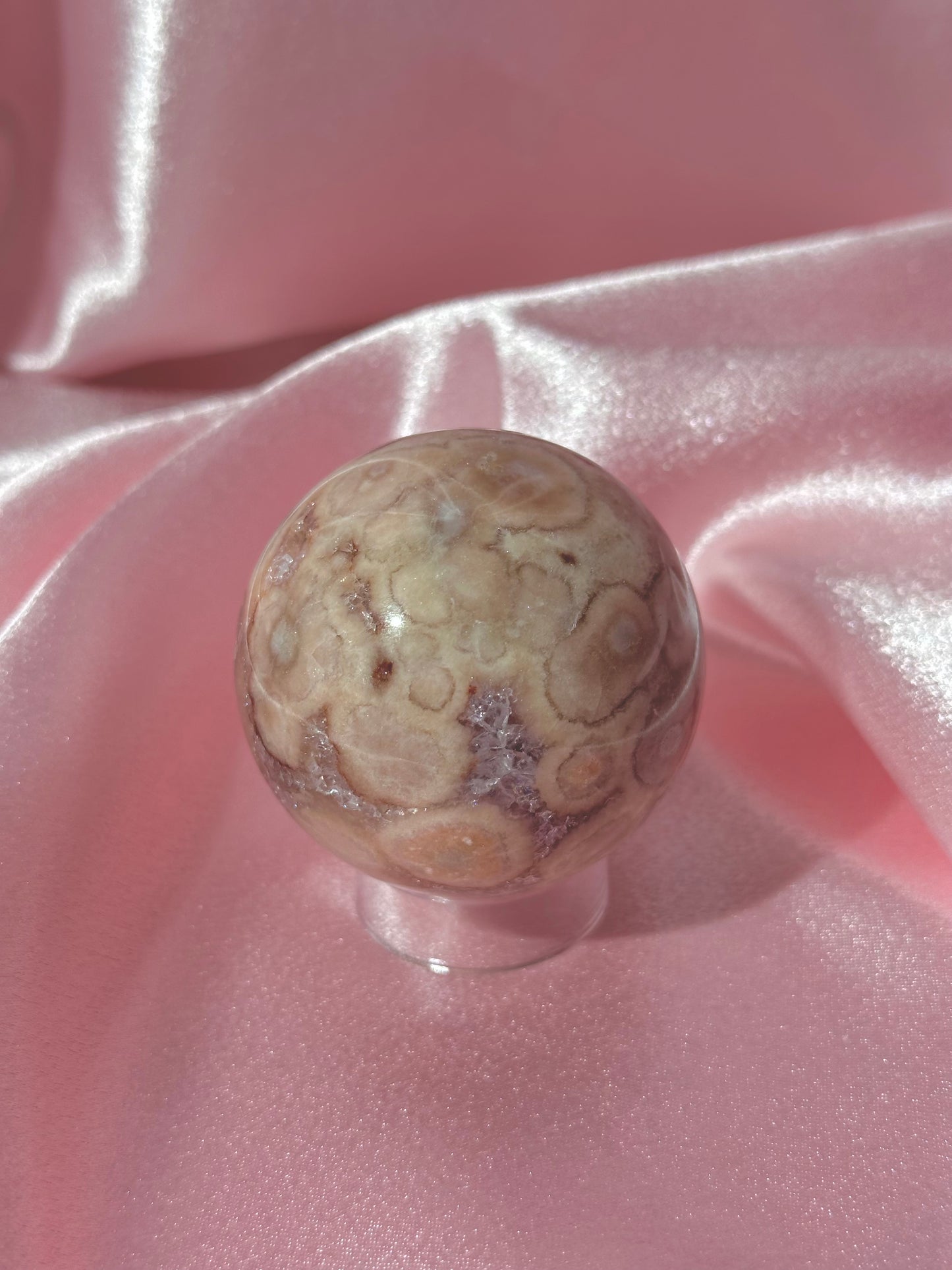 Brazilian pink amethyst x flower agate sphere