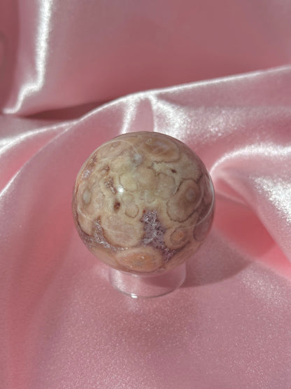 Brazilian pink amethyst x flower agate sphere