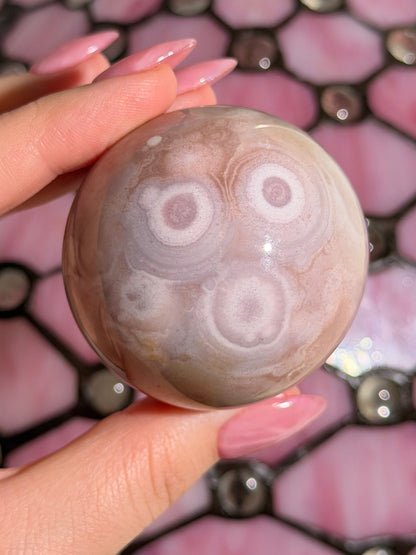 Purple toned Pink amethyst x flower agate sphere