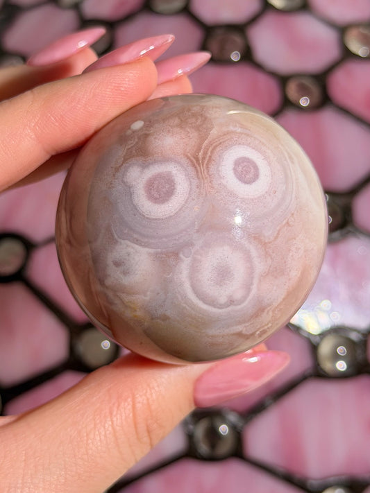 Purple toned Pink amethyst x flower agate sphere