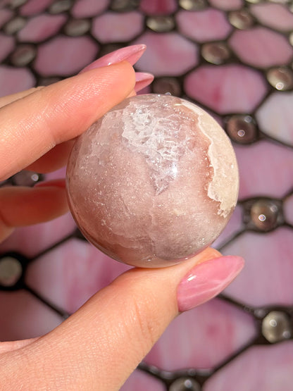 Pink amethyst x flower agate sphere