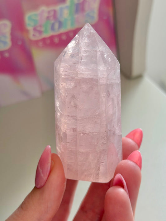 Gemmy pink rose quartz tower