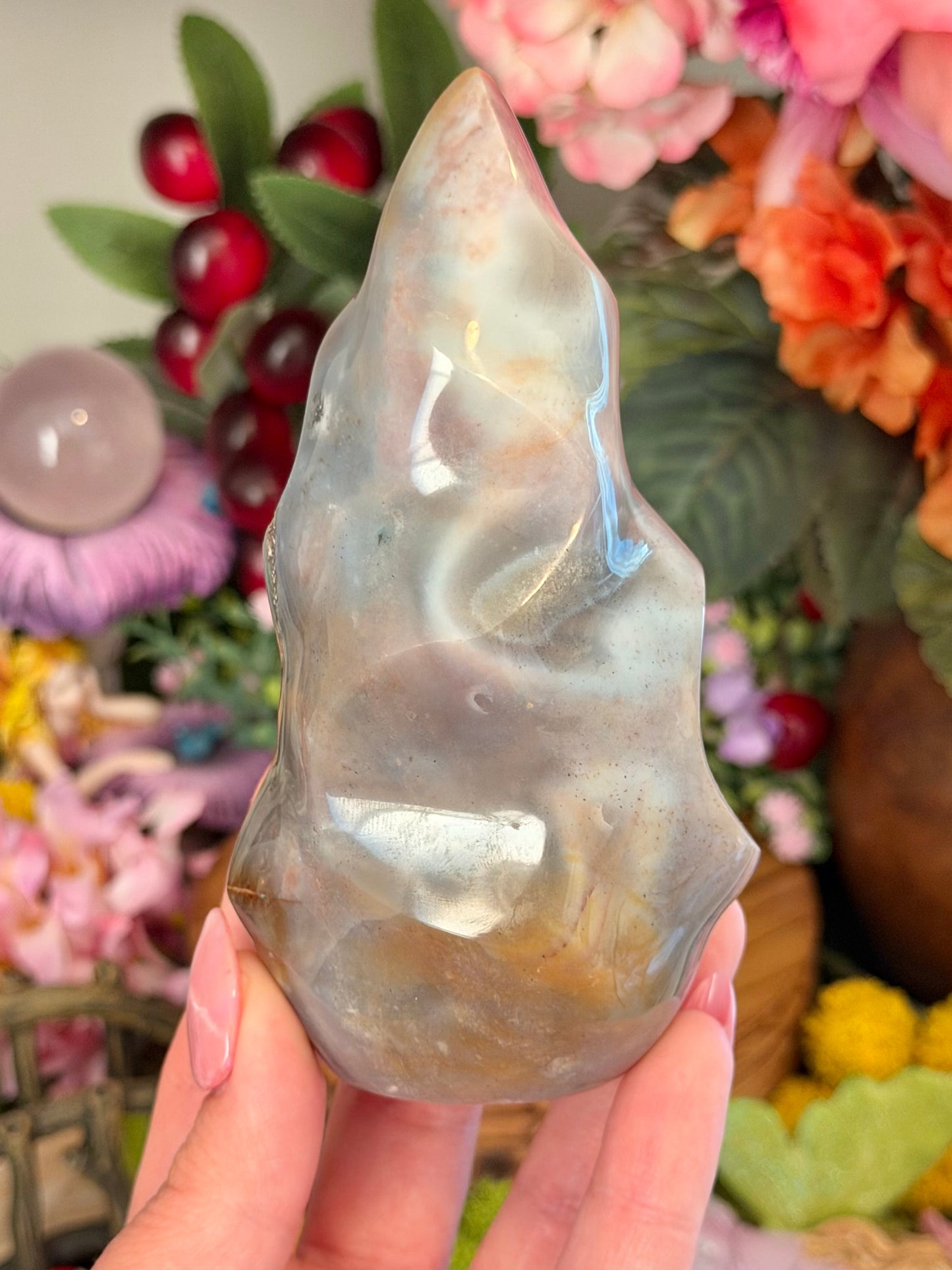 Milky pastel sea jasper flame