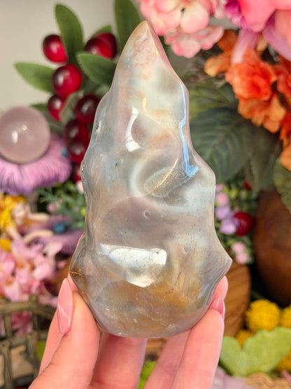 Milky pastel sea jasper flame