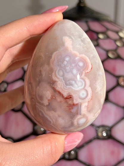Flower agate x pink amethyst egg