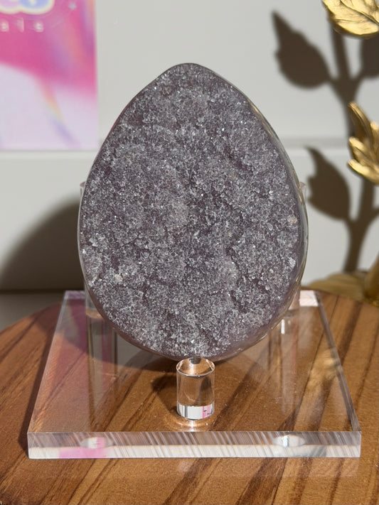 Brazilian purple sugar amethyst egg on stand