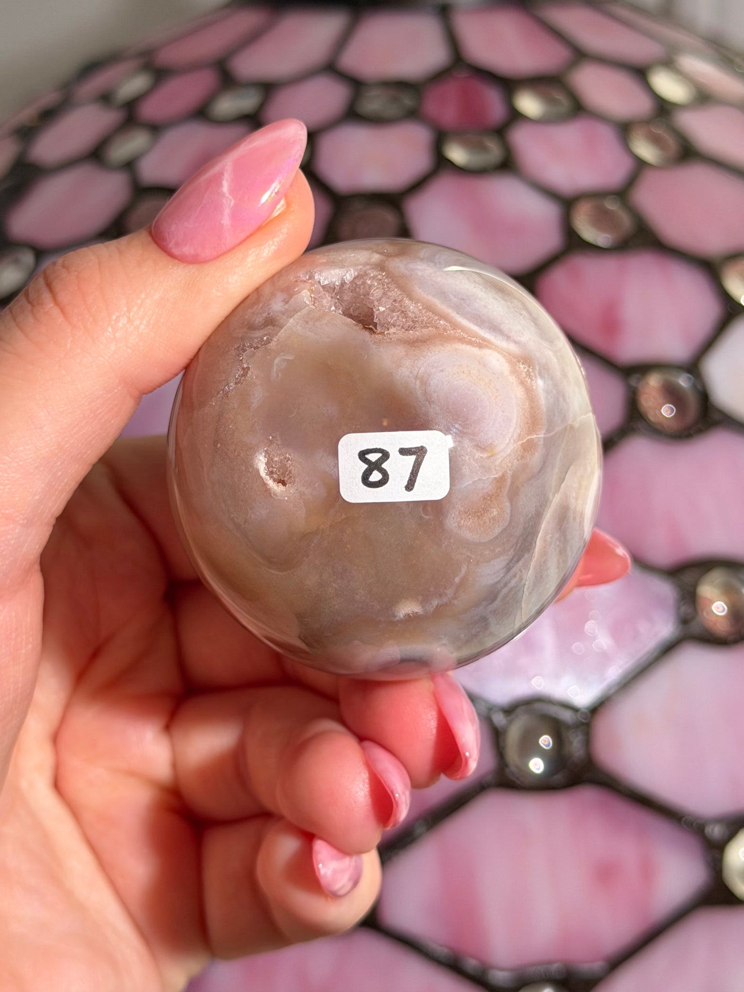 Purple toned Pink amethyst x flower agate sphere