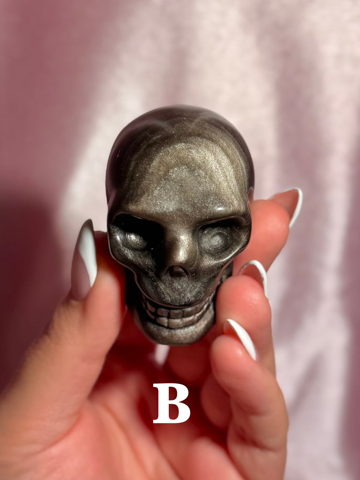 YOU PICK ⟢ Silver Sheen Obsidian Skull Carving