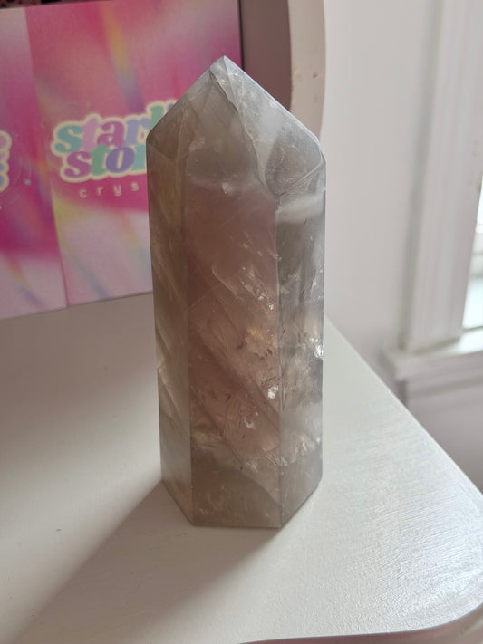 Blue rose quartz tower