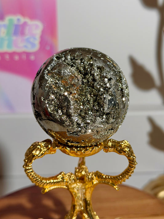 Golden pyrite sphere from Peru
