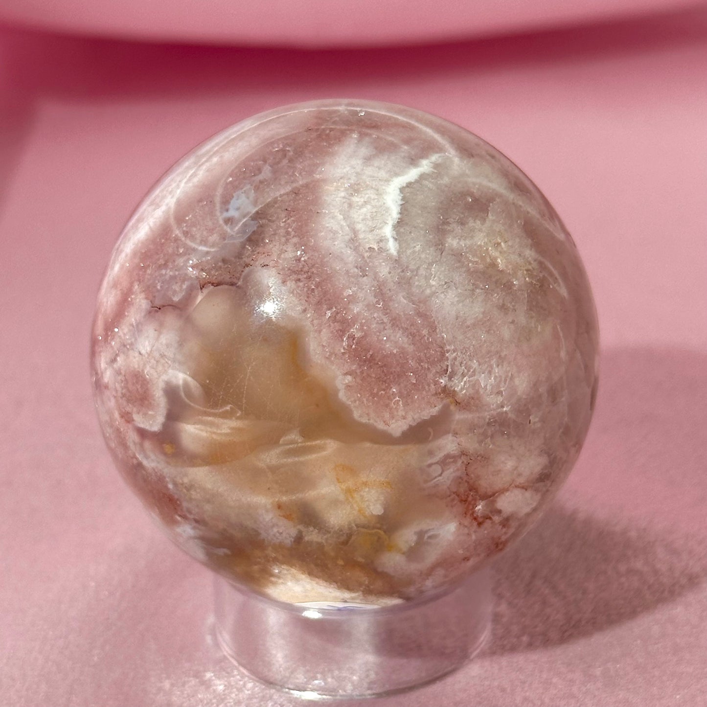 Pink amethyst flower agate sphere (K)