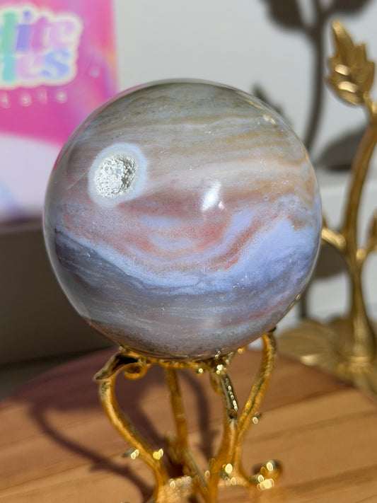 Pastel pink planet sea jasper sphere